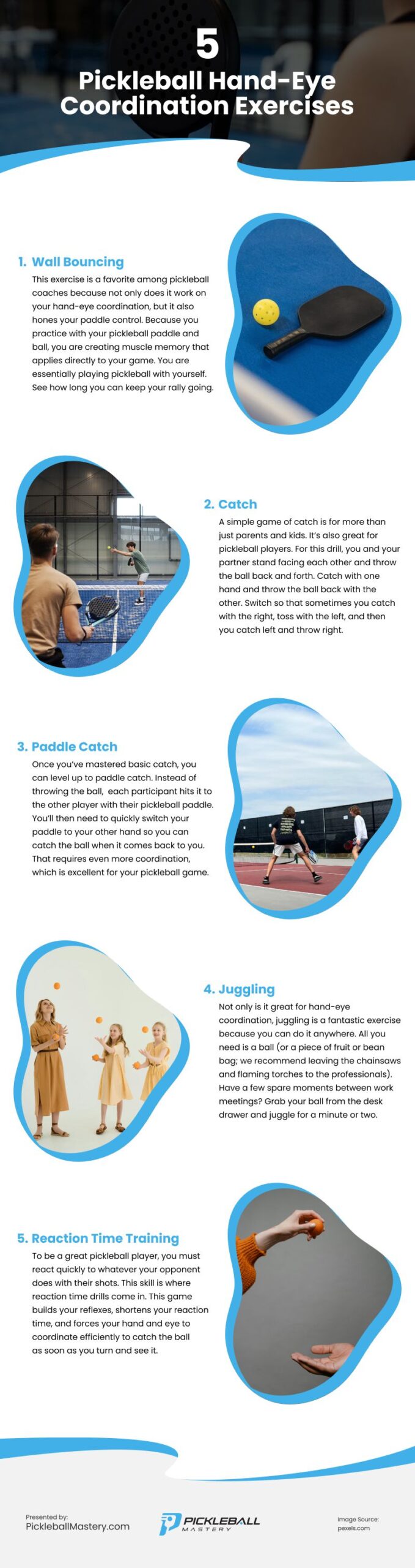 5 Pickleball Hand-Eye Coordination Exercises Infographic